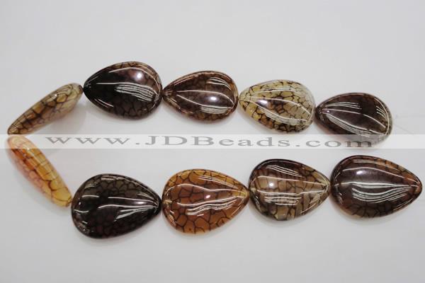 CAG4086 15.5 inches 30*40mm flat teardrop dragon veins agate beads