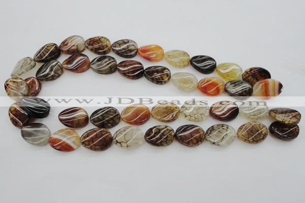 CAG4107 15.5 inches 15*20mm twisted oval dragon veins agate beads