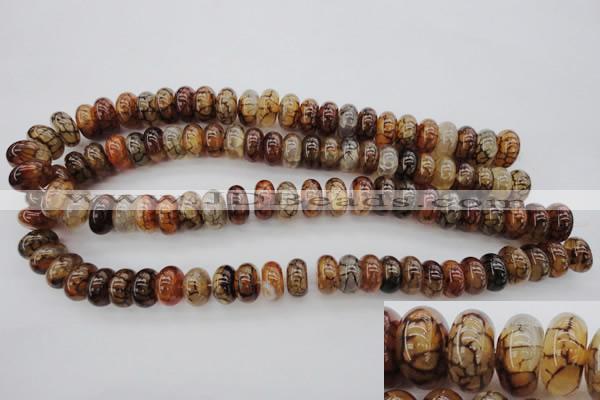 CAG4119 15.5 inches 8*15mm rondelle dragon veins agate beads