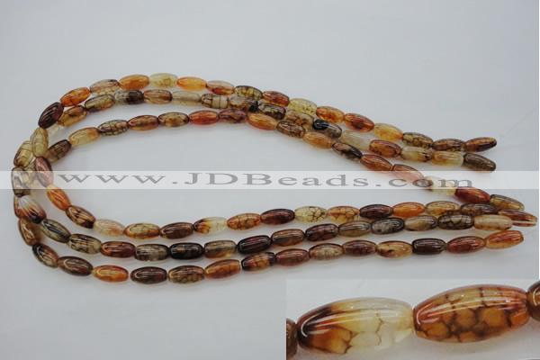 CAG4126 15.5 inches 6*12mm rice dragon veins agate beads