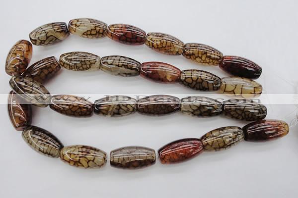 CAG4130 15.5 inches 15*30mm rice dragon veins agate beads