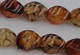 CAG4150 15.5 inches 8*12mm twisted rice dragon veins agate beads