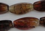 CAG4164 15.5 inches 10*20mm twisted trihedron dragon veins agate beads