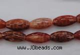 CAG4195 15.5 inches 8*16mm faceted rice natural fire agate beads