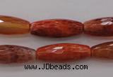 CAG4196 15.5 inches 9*25mm faceted rice natural fire agate beads