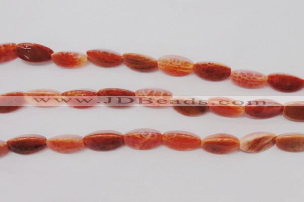 CAG4200 15.5 inches 8*16mm twisted trihedron natural fire agate beads