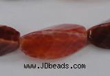 CAG4202 10*20mm faceted & twisted trihedron natural fire agate beads