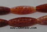 CAG4206 15.5 inches 10*30mm trihedron natural fire agate beads