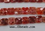 CAG4250 15.5 inches 8*8mm faceted square natural fire agate beads