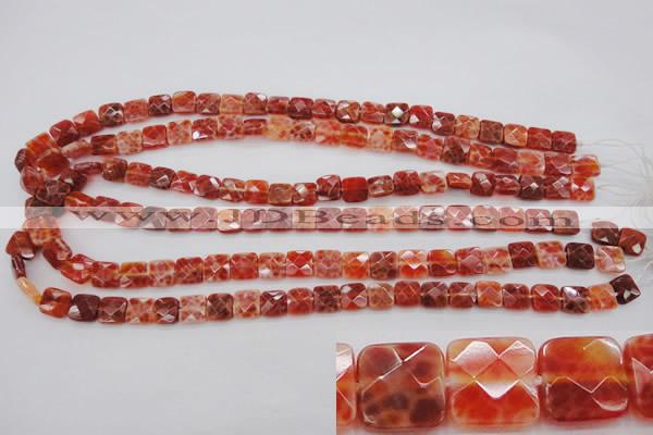 CAG4250 15.5 inches 8*8mm faceted square natural fire agate beads