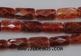 CAG4255 15.5 inches 7*14mm faceted square natural fire agate beads