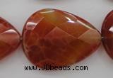 CAG4276 15.5 inches 25*35mm faceted flat teardrop natural fire agate beads