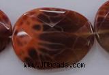 CAG4280 15.5 inches 28*39mm faceted freeform natural fire agate beads