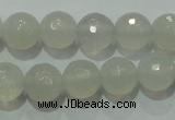 CAG4350 15.5 inches 8mm faceted round white agate beads wholesale