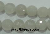 CAG4351 15.5 inches 10mm faceted round white agate beads wholesale