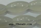 CAG4355 15.5 inches 15*30mm rice white agate beads wholesale