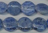 CAG4381 15.5 inches 18mm flat round dyed blue lace agate beads