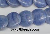 CAG4393 15.5 inches 18mm flat round dyed blue lace agate beads