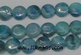 CAG4420 15.5 inches 10mm flat round dyed blue lace agate beads