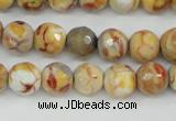 CAG4482 15.5 inches 6mm faceted round fire crackle agate beads