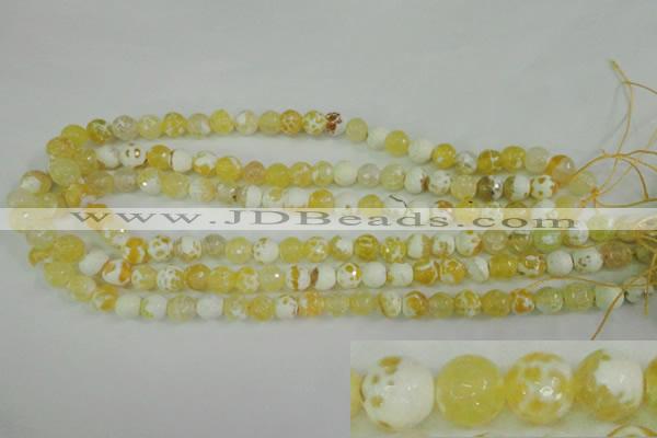 CAG4502 15.5 inches 8mm faceted round fire crackle agate beads