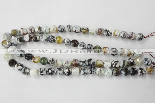 CAG4522 15.5 inches 10mm faceted round fire crackle agate beads