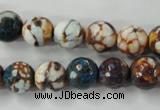 CAG4524 15.5 inches 10mm faceted round fire crackle agate beads