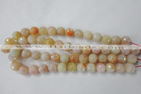 CAG4555 15.5 inches 14mm faceted round fire crackle agate beads