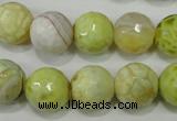 CAG4559 15.5 inches 14mm faceted round fire crackle agate beads