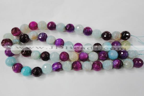 CAG4563 15.5 inches 14mm faceted round fire crackle agate beads