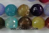 CAG4564 15.5 inches 14mm faceted round fire crackle agate beads