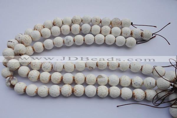 CAG4569 15.5 inches 13mm - 14mm faceted round fire crackle agate beads