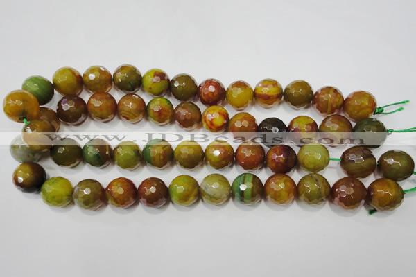 CAG4582 15.5 inches 16mm faceted round fire crackle agate beads