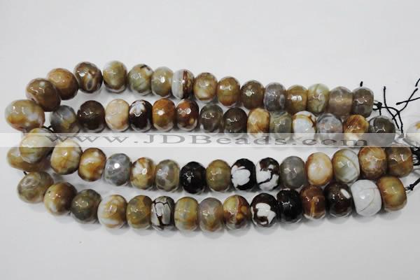 CAG4598 15.5 inches 12*16mm faceted rondelle fire crackle agate beads