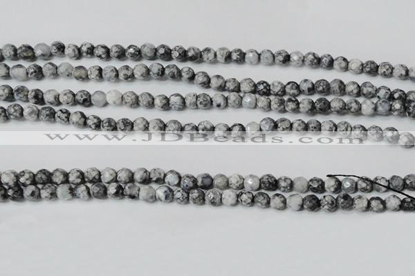 CAG4601 15.5 inches 4mm faceted round fire crackle agate beads