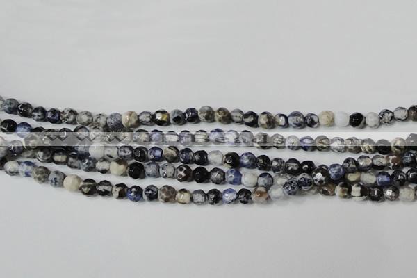 CAG4602 15.5 inches 4mm faceted round fire crackle agate beads