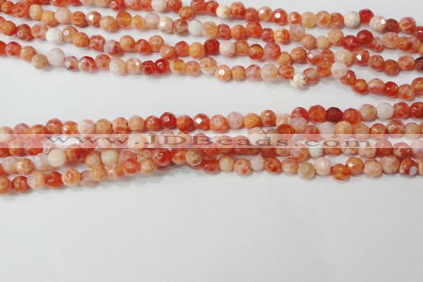 CAG4607 15.5 inches 4mm faceted round fire crackle agate beads