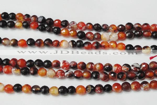 CAG4616 15.5 inches 6mm faceted round fire crackle agate beads