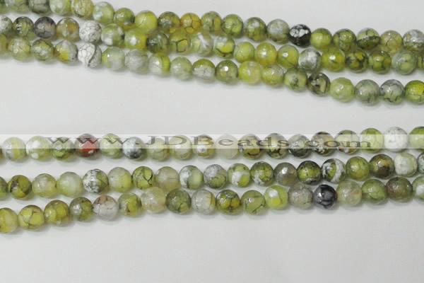 CAG4627 15.5 inches 6mm faceted round fire crackle agate beads