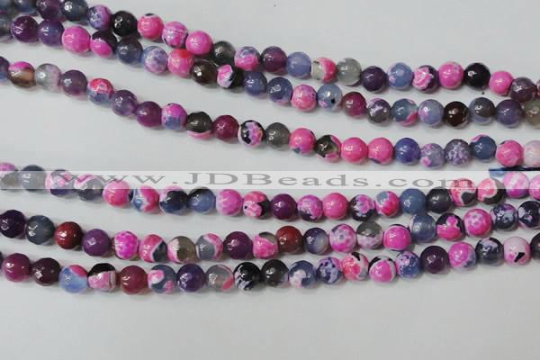 CAG4634 15.5 inches 6mm faceted round fire crackle agate beads