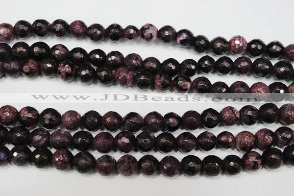 CAG4648 15.5 inches 8mm faceted round fire crackle agate beads