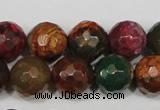 CAG4650 15.5 inches 8mm faceted round fire crackle agate beads