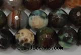 CAG4653 15.5 inches 8mm faceted round fire crackle agate beads