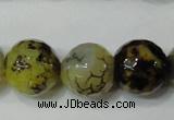 CAG4663 15.5 inches 10mm faceted round fire crackle agate beads