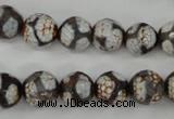 CAG4706 15 inches 10mm faceted round tibetan agate beads wholesale