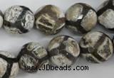 CAG4711 15 inches 16mm faceted round tibetan agate beads wholesale