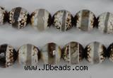 CAG4724 15 inches 10mm faceted round tibetan agate beads wholesale