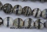 CAG4725 15 inches 12mm faceted round tibetan agate beads wholesale