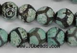 CAG4734 15 inches 14mm faceted round tibetan agate beads wholesale