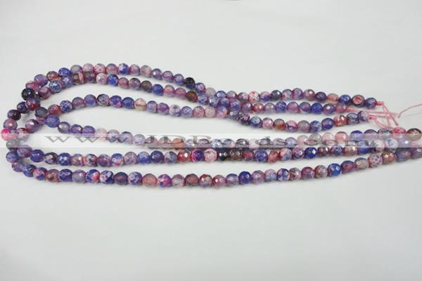 CAG4802 15 inches 6mm faceted round fire crackle agate beads